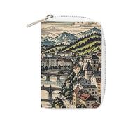 FHESDCW Porta carte di credito della regione di Salisburgo per uomini e donne, porta carte di credito in pelle con 20 scomparti per carte di credito piccola borsa con cerniera