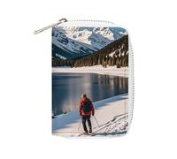 FHESDCW Porta carte di credito People Cross Lakes per uomini e donne, porta carte di credito in pelle con 20 scomparti per carte di credito, piccola borsa con cerniera