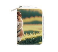 FHESDCW Real Maji Dog Running Card Holder per uomini e donne, porta carte di credito in pelle con 20 slot per carte di credito piccola borsa con cerniera