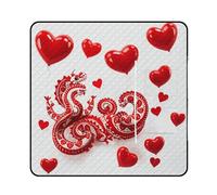 FHESDCW Red Love Little Dragon coperta da picnic con borsa tote con cerniera, coperta portatile impermeabile per esterni, leggera e pieghevole, tappetino per spiaggia, campeggio, parco, 150 x 150 cm