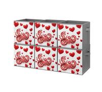 FHESDCW Red Love Little Dragon - Scatola portaoggetti pieghevole con manici, cubi portaoggetti Oxford resistenti, 6 pezzi, organizer pieghevole per casa, scaffale, ufficio, viaggi