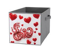 FHESDCW Red Love Little Dragon - Scatola portaoggetti pieghevole con manici, resistente Oxford, 1 organizer pieghevole per casa, scaffale, ufficio, viaggi