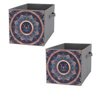 FHESDCW Scatola portaoggetti pieghevole con frammenti floreali circolari, con manici, cubi portaoggetti Oxford resistenti, 2 pezzi, organizer pieghevole per armadio, per casa, scaffale, ufficio