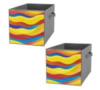 FHESDCW Scatola portaoggetti pieghevole con manici a onde colorate, in tessuto Oxford, 2 pezzi, organizer pieghevole per armadio, per casa, scaffale, ufficio, viaggi