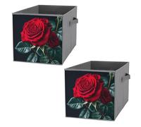 FHESDCW Scatola portaoggetti pieghevole con manici, in tessuto Oxford resistente, con sfondo nero, 2 pezzi, organizer pieghevole per casa, scaffale, ufficio, viaggi