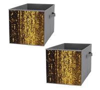 FHESDCW Scatola portaoggetti pieghevole con paillettes dorate, con manici, cubi portaoggetti Oxford resistenti, 2 pezzi, organizer pieghevole per armadio, per casa, scaffale, ufficio, viaggi