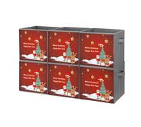 FHESDCW Scatola portaoggetti pieghevole con scritta "Merry Christmas and Happy New Year", con manici, in tessuto Oxford resistente, 6 pezzi, organizer pieghevole per casa, scaffale, ufficio, viaggi