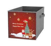 FHESDCW Scatola portaoggetti pieghevole con scritta "Merry Christmas and Happy New Year", con manici, resistente Oxford, 1 organizer pieghevole per casa, scaffale, ufficio, viaggi
