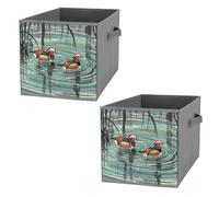FHESDCW Scatola portaoggetti pieghevole in stile cinese con manici, resistente Oxford, 2 pezzi, organizer pieghevole per armadio, per casa, scaffale, ufficio, viaggi