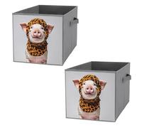 FHESDCW Scatola portaoggetti pieghevole per animali domestici con stampa leopardata, con manici, resistenti cubi Oxford, 2 pezzi, organizer pieghevole per armadio, per casa, scaffale, ufficio, viaggi