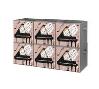 FHESDCW Scatola portaoggetti pieghevole per pianoforte, violino e note musicali, con manici, in tessuto Oxford resistente, 6 pezzi, organizer pieghevole per casa, scaffale, ufficio, viaggi