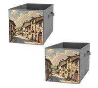 FHESDCW Scatola portaoggetti pieghevole tradizionale in mattoni con manici, cubi portaoggetti Oxford resistenti, 2 pezzi, organizer pieghevole per armadio, per casa, scaffale, ufficio, viaggi
