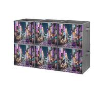 FHESDCW Scatola portaoggetti pieghevole viola Tokyo Streets con manici, cubi portaoggetti Oxford resistenti, 6 pezzi, organizer pieghevole per armadio, per casa, scaffale, ufficio, viaggi