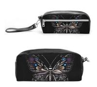 FHESDCW Science Butterfly, astuccio grande capacità con cerniera, borsa per cosmetici impermeabile da appendere, per viaggi, astuccio vintage in pelle per donne e uomini