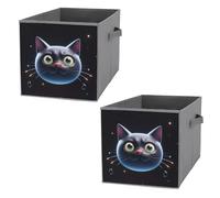 FHESDCW Simpatico contenitore pieghevole a forma di gatto nero con manici, cubi portaoggetti Oxford resistenti, organizer pieghevole per casa, scaffale, ufficio, viaggi