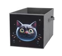 FHESDCW Simpatico contenitore pieghevole a forma di gatto nero con manici, cubi portaoggetti Oxford resistenti, 1 organizer pieghevole per casa, scaffale, ufficio, viaggi