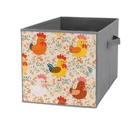 FHESDCW Simpatico contenitore pieghevole con gallo e pulcino, con manici, cubi portaoggetti Oxford resistenti, 1 organizer pieghevole per casa, scaffale, ufficio, viaggi