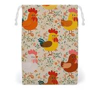 FHESDCW Simpatico gallo e pulcino borsa in tela con coulisse, sacchetti riutilizzabili per gioielli da viaggio, sacchetti lavabili per regali, caramelle, cosmetici, 20 x 25 cm