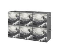 FHESDCW Snow Mountain Lone Wolf Scatola portaoggetti pieghevole con manici, cubi portaoggetti Oxford resistenti, organizer pieghevole per casa, scaffale, ufficio, viaggi