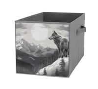 FHESDCW Snow Mountain Lone Wolf - Scatola portaoggetti pieghevole con manici, resistente Oxford, 1 organizer pieghevole per armadio, per casa, scaffale, ufficio, viaggi