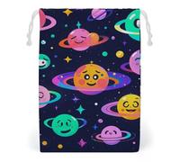 FHESDCW Space Emoticons Borsa in tela con coulisse, sacchetti riutilizzabili da viaggio per gioielli, sacchetti lavabili per regali, caramelle, cosmetici, 12 x 18 cm