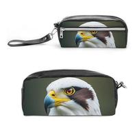 FHESDCW Spear Falcon, astuccio con aquila bianca, grande capacità, con cerniera, borsa per cosmetici da appendere, impermeabile, per viaggi, astuccio vintage in pelle per donne e uomini