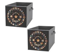 FHESDCW Splendida scatola portaoggetti pieghevole con manici a forma di stelle e luna, in tessuto Oxford resistente, 2 pezzi, organizer pieghevole per casa, scaffale, ufficio, viaggi