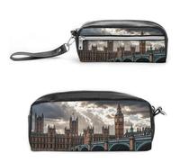 FHESDCW Stormy And Gloomy Weather - Astuccio grande capacità con cerniera, borsa per cosmetici impermeabile da appendere, per viaggi, astuccio vintage in pelle per donne e uomini