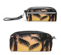 FHESDCW Sunrise of on The Sea - Astuccio grande capacità con cerniera, borsa per cosmetici da appendere, impermeabile, per viaggi, astuccio vintage in pelle per donne e uomini