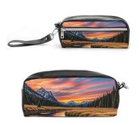 FHESDCW Sunset Reflection - Astuccio grande capacità con cerniera, da appendere, impermeabile, per viaggi, astuccio vintage in pelle per donne e uomini