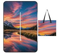 FHESDCW Sunset Reflection - Coperta da picnic con borsa tote con cerniera, impermeabile, portatile, per esterni, leggera, pieghevole, per spiaggia, campeggio, parco, 150 x 100 cm