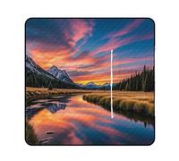 FHESDCW Sunset Reflection - Coperta da picnic con borsa tote con cerniera, impermeabile, portatile, per esterni, leggera, pieghevole, per spiaggia, campeggio, parco, 150 x 150 cm