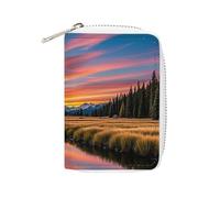 FHESDCW Sunset Reflection Porta carte per uomini e donne, porta carte di credito in pelle con 20 scomparti per carte di credito piccola borsa con cerniera
