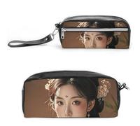 FHESDCW Tang Dynasty Noble Consort Astuccio grande capacità con cerniera, borsa cosmetica impermeabile da appendere per viaggi, astuccio vintage in pelle per donne e uomini