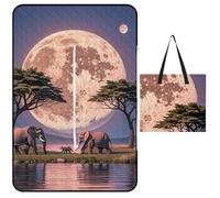 FHESDCW The Elephant Walks - Coperta da picnic con borsa con cerniera, impermeabile, portatile, per esterni, leggera, pieghevole, per spiaggia, campeggio, parco, 150 x 100 cm