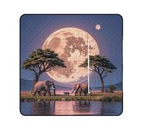 FHESDCW The Elephant Walks - Coperta da picnic con borsa tote con cerniera, impermeabile, portatile, per esterni, leggera, pieghevole, per spiaggia, campeggio, parco, 150 x 150 cm