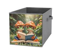 FHESDCW The Frog Family is Reading Scatola portaoggetti pieghevole con manici, cubi portaoggetti Oxford resistenti, 1 organizer pieghevole per casa, scaffale, ufficio, viaggi