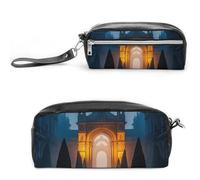 FHESDCW The Garden at Night, astuccio grande capacità con cerniera, borsa cosmetica impermeabile da appendere per viaggi, astuccio vintage in pelle per donne e uomini
