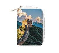 FHESDCW The Great Wall - Porta carte di credito in pelle per uomini e donne, con 20 scomparti per carte di credito, piccola borsa con cerniera