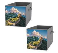 FHESDCW The Great Wall - Scatola portaoggetti pieghevole con manici, cubi portaoggetti Oxford resistenti, 2 pezzi, organizer pieghevole per armadio, per casa, scaffale, ufficio, viaggi