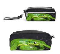 FHESDCW The Green Snake Astuccio grande capacità con cerniera, borsa cosmetica impermeabile da appendere per viaggi, astuccio vintage in pelle per donne e uomini
