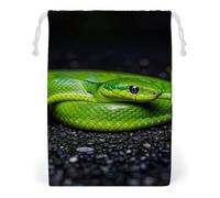 FHESDCW The Green Snake Borsa in tela con coulisse, sacchetti riutilizzabili per gioielli da viaggio, sacchetti lavabili per regali, caramelle, cosmetici, 12 x 18 cm