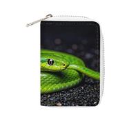FHESDCW The Green Snake Porta carte per uomini e donne, porta carte di credito in pelle con 20 scomparti per carte di credito, piccola borsa con cerniera