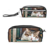 FHESDCW The Kitten Sleeps - Astuccio grande capacità con cerniera, borsa per cosmetici da appendere, impermeabile, per viaggi, astuccio vintage in pelle per donne e uomini