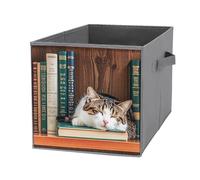 FHESDCW The Kitten Sleeps - Scatola portaoggetti pieghevole con manici, resistente Oxford, 1 organizer pieghevole per casa, scaffale, ufficio, viaggi
