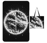 FHESDCW The Mysterious Burning of The Sun, coperta da picnic con borsa tote con cerniera, impermeabile, portatile, per esterni, leggera, pieghevole, per spiaggia, campeggio, parco, 150 x 100 cm