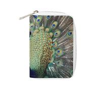 FHESDCW The Peacock Porta carte per uomini e donne, porta carte di credito in pelle con 20 scomparti per carte di credito, piccola borsa con cerniera