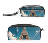 FHESDCW The Towering Iron Tower, astuccio grande capacità con cerniera, borsa per cosmetici da appendere, impermeabile, per viaggi, astuccio vintage in pelle per donne e uomini