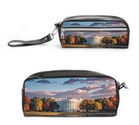 FHESDCW The White House on The Lake, astuccio grande capacità con cerniera, borsa per cosmetici da appendere, impermeabile, per viaggi, astuccio vintage in pelle per donne e uomini