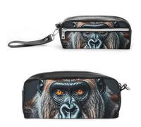 FHESDCW Un astuccio Gorilla di grande capacità con cerniera, borsa cosmetica impermeabile da appendere per viaggi, astuccio vintage in pelle per donne e uomini